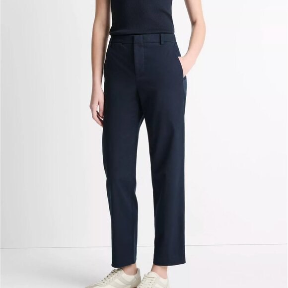 Vince, Mid-Rise Italian Stretch-Cotton Chino Pant, Navy, Size 10 - Picture 2 of 7